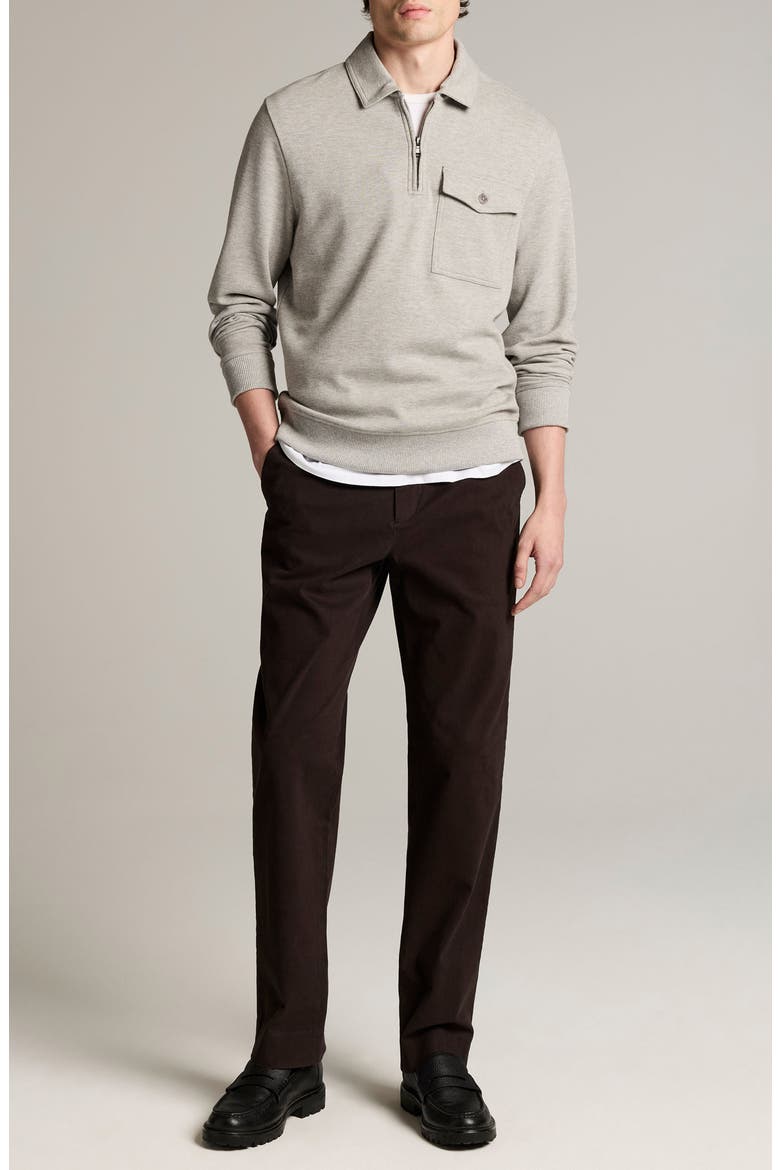 Double Pique Quarter Zip Polo, Alternate, color, HEATHER GREY/ MED HEATHER GREY