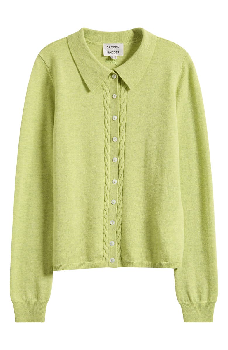Damson Madder Voula Cable Polo Cardigan, Alternate, color, Lime