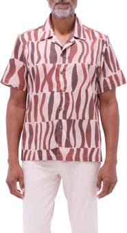 Bugatchi Jackson Abstract Print Stretch Cotton Camp Shirt