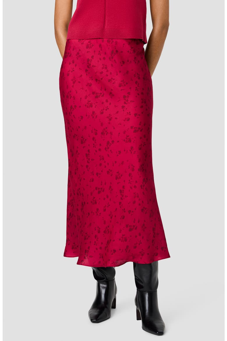 Oona Floral Print Satin Maxi Skirt, Main, color, ROSE BOUDOIR