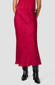 French Connection Oona Floral Print Satin Maxi Skirt