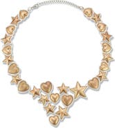 SPHERA MILANO Two-Tone Star & Heart Frontal Necklace
