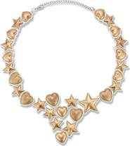 SPHERA MILANO Two-Tone Star & Heart Frontal Necklace