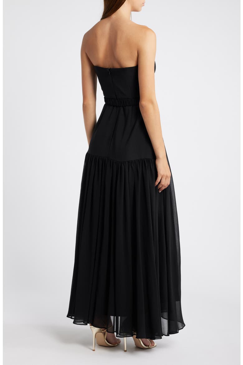 Belted Strapless Drop Waist Dress, Alternate, color, BLACK