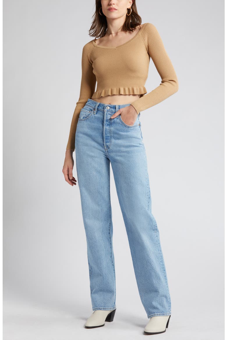 Ribcage High Waist Straight Leg Jeans, Main, color, SAMBA TANGO LIGHT