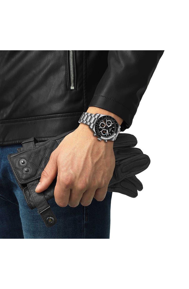 Tissot PR516 Bracelet Chronograph Watch, 40mm, Alternate, color, Black