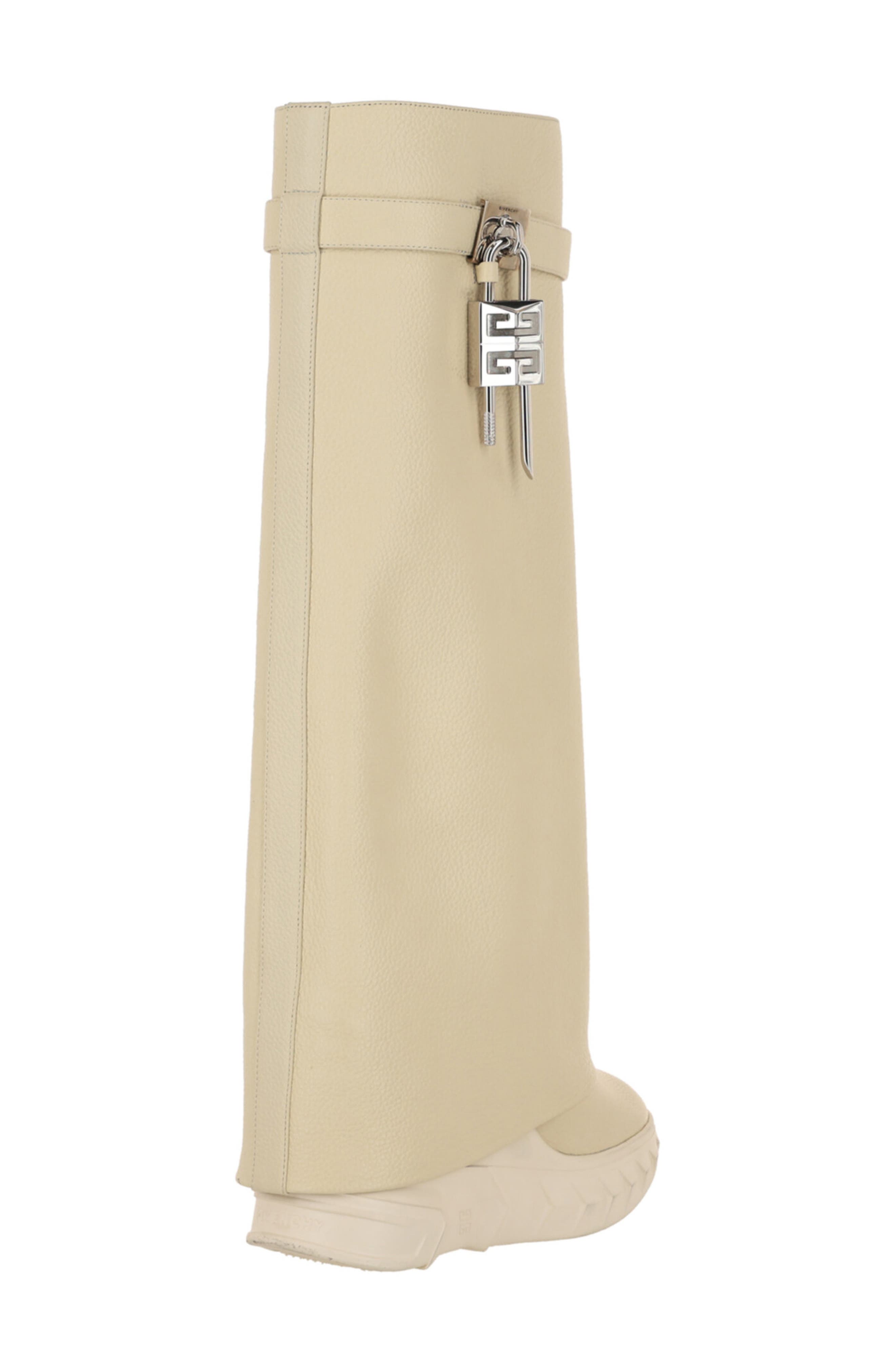 Givenchy Shark Lock Pant Shaft Leather Biker Boot, Alternate, color, Beige