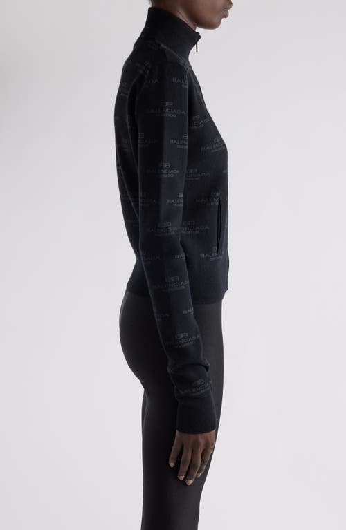 Balenciaga Furry All Over Mock-neck Logo Sweater In 1269 Black/grey
