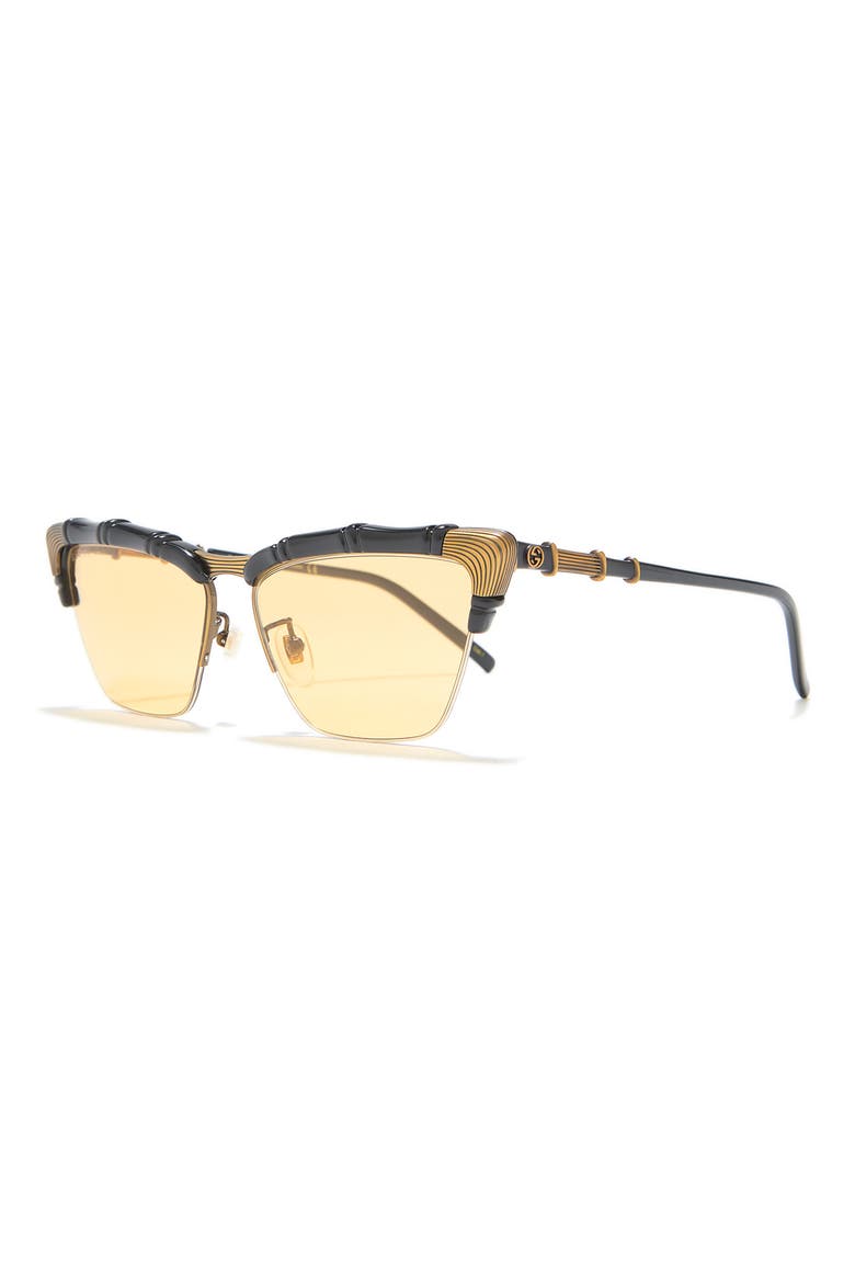 58mm Cat Eye Sunglasses, Alternate, color, BLACK/ GOLD