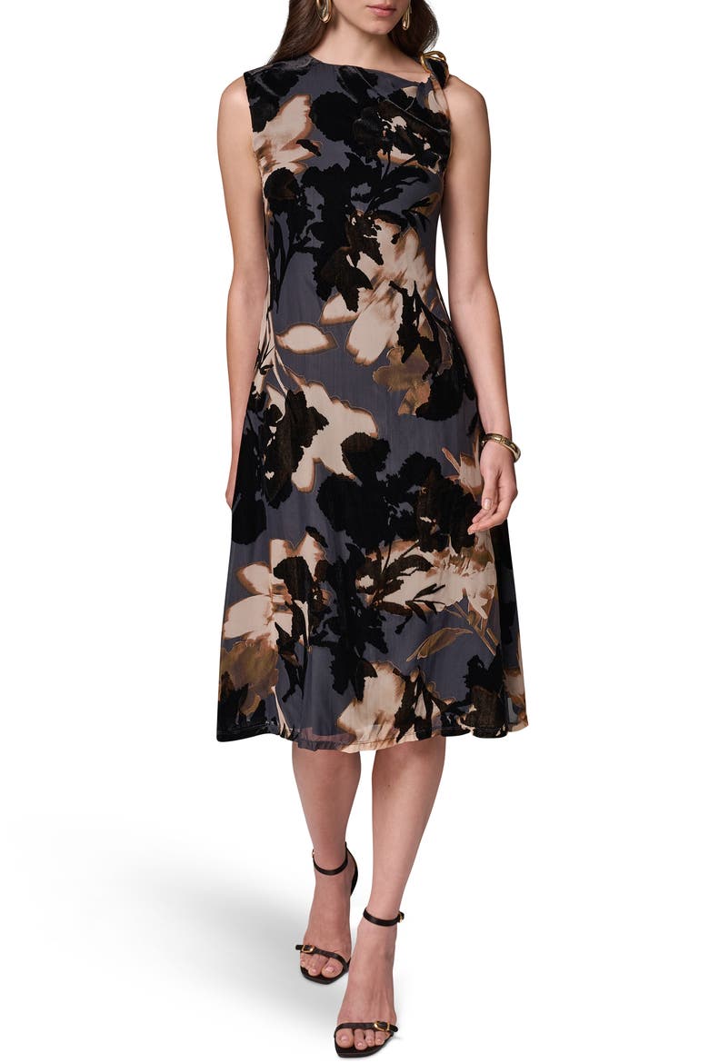 Floral Burnout Velvet Dress, Main, color, ESPRES MUL