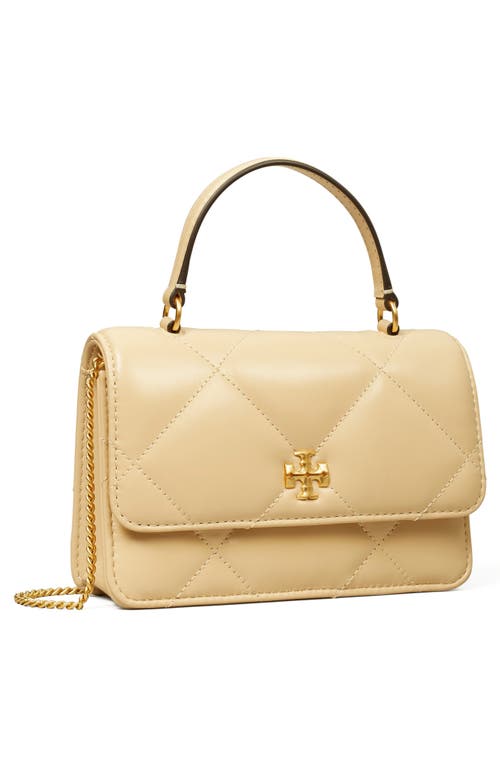 Tory Burch Kira Mini Pave Logo Quilted Leather Wallet On Chain In Vanilla Soft Serve