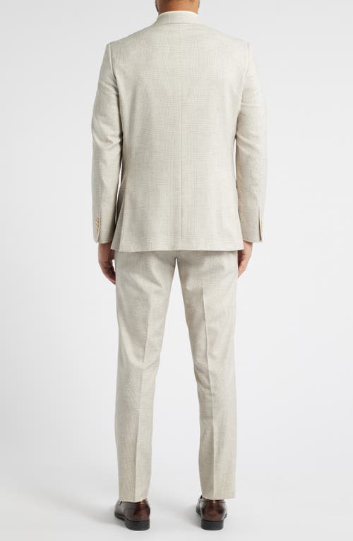 Jack Victor Mason Contemporary Fit Tan Glen Plaid Super 150s Wool Suit In Sand