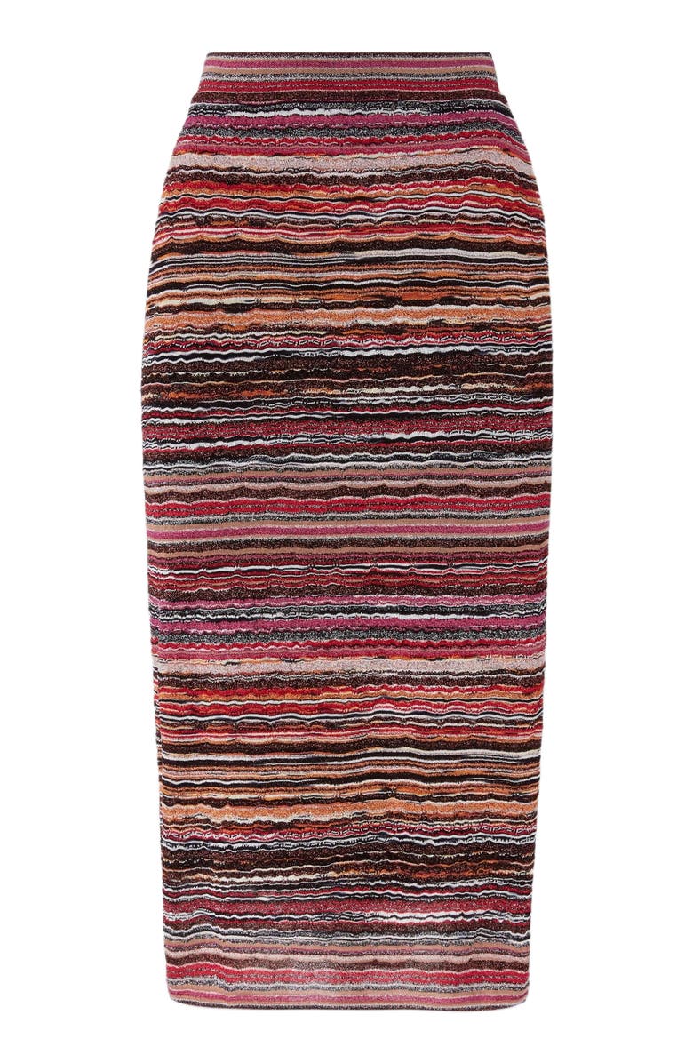 Missoni Midi Skirt In Lamé Embossed Viscose With Wave Pattern, Alternate, color, Multicoloured