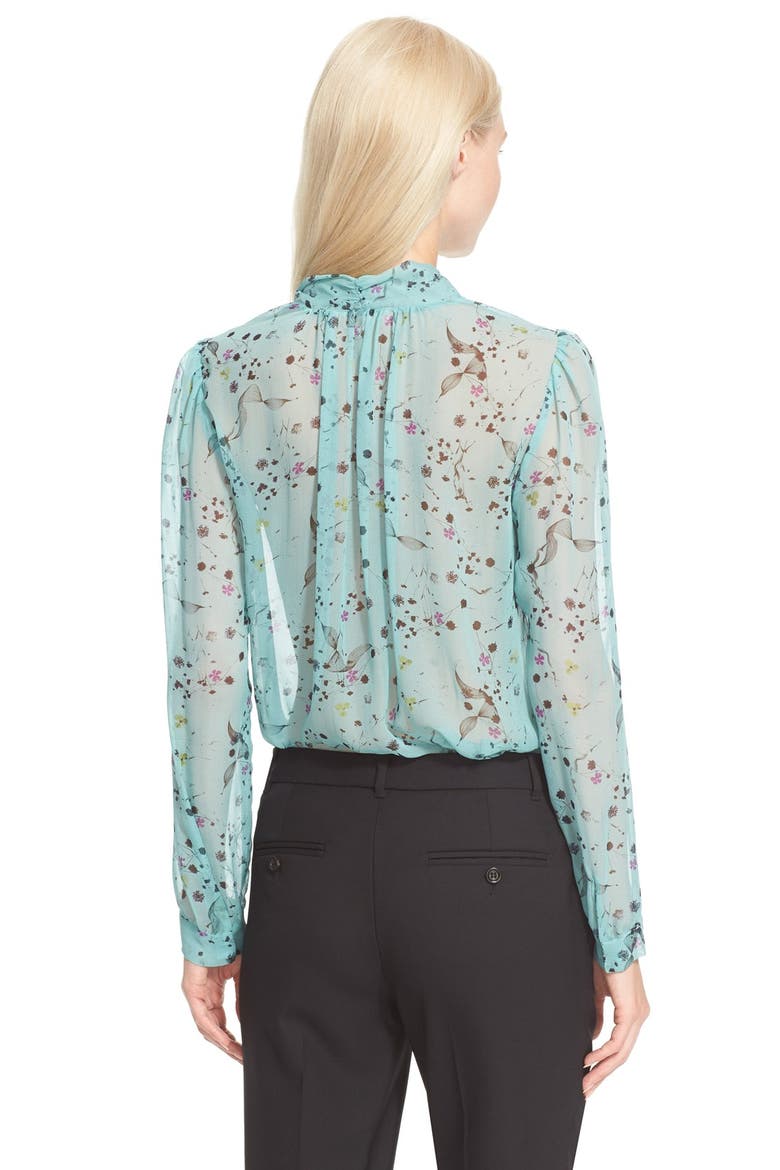 Floral Print Tie Neck Top, Alternate, color, MINT COMBO