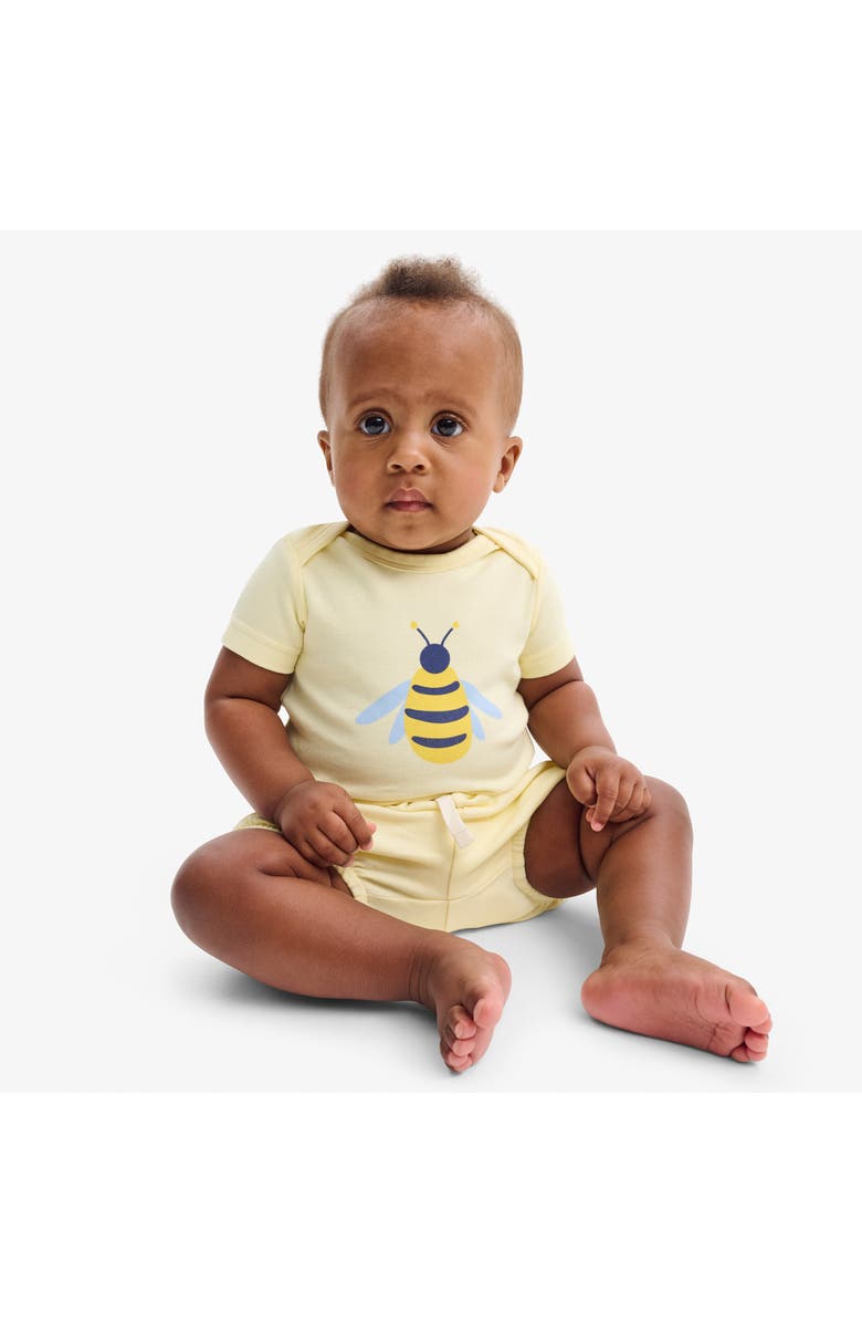 Primary Organic Short Sleeve Bumblebee Babysuit, Alternate, color, Light Banana