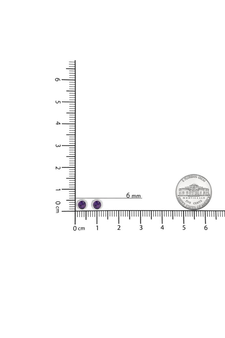 Silver Bezel Set 3.5mm Created Gemstone Solitaire Stud Earrings, Alternate, color, Purple Amethyst