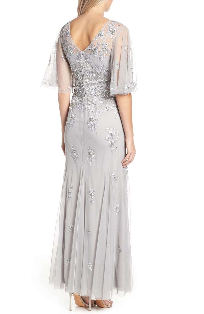 Adrianna Papell Beaded & Embroidered Chiffon Evening Dress, Alternate, color,