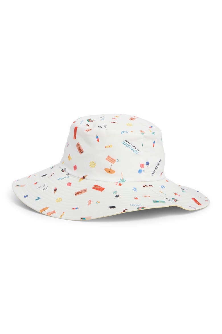 Reversible Wide Brim Bucket Hat, Main, color, WHITE MULTI
