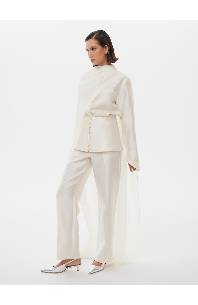 Alas Bridal Tailored Silk Wool Pants, Alternate, color, Starlight White