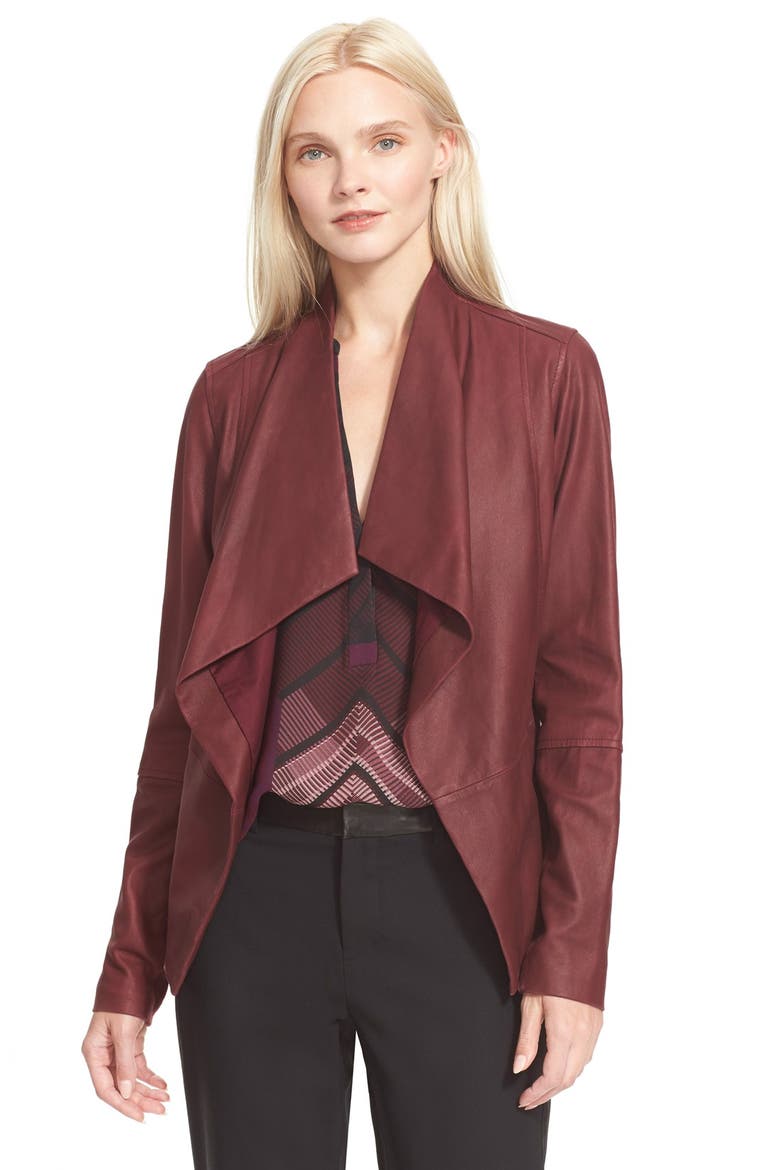 Drape Neck Jacket, Main, color, DARK SCARLET