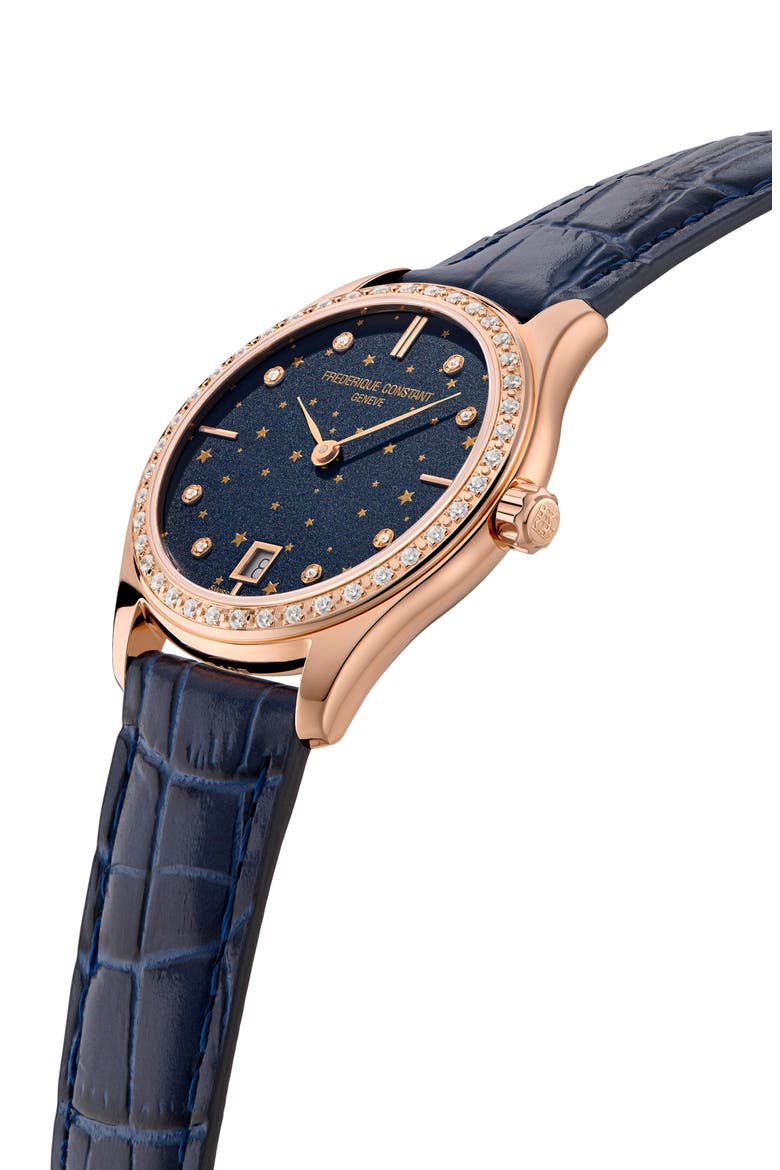 Classic Leather Strap Watch, 36mm, Alternate, color, BLUE/ ROSE GOLD