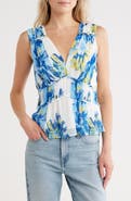 Ramy Brook Milwe Floral Sleeveless Peplum Top
