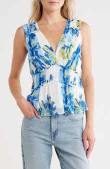 Ramy Brook Milwe Floral Sleeveless Peplum Top