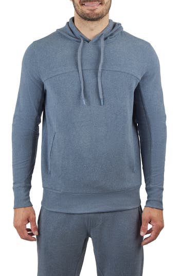 90 Degree By Reflex Ultra Mélange Fleece Hoodie In Navy Blazer
