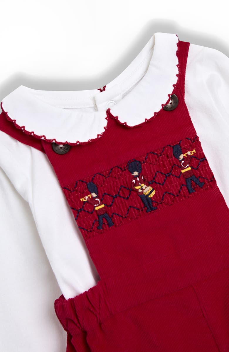 JOJO MAMAN BEBE Smocked Overalls & Bodysuit, Alternate, color, Red