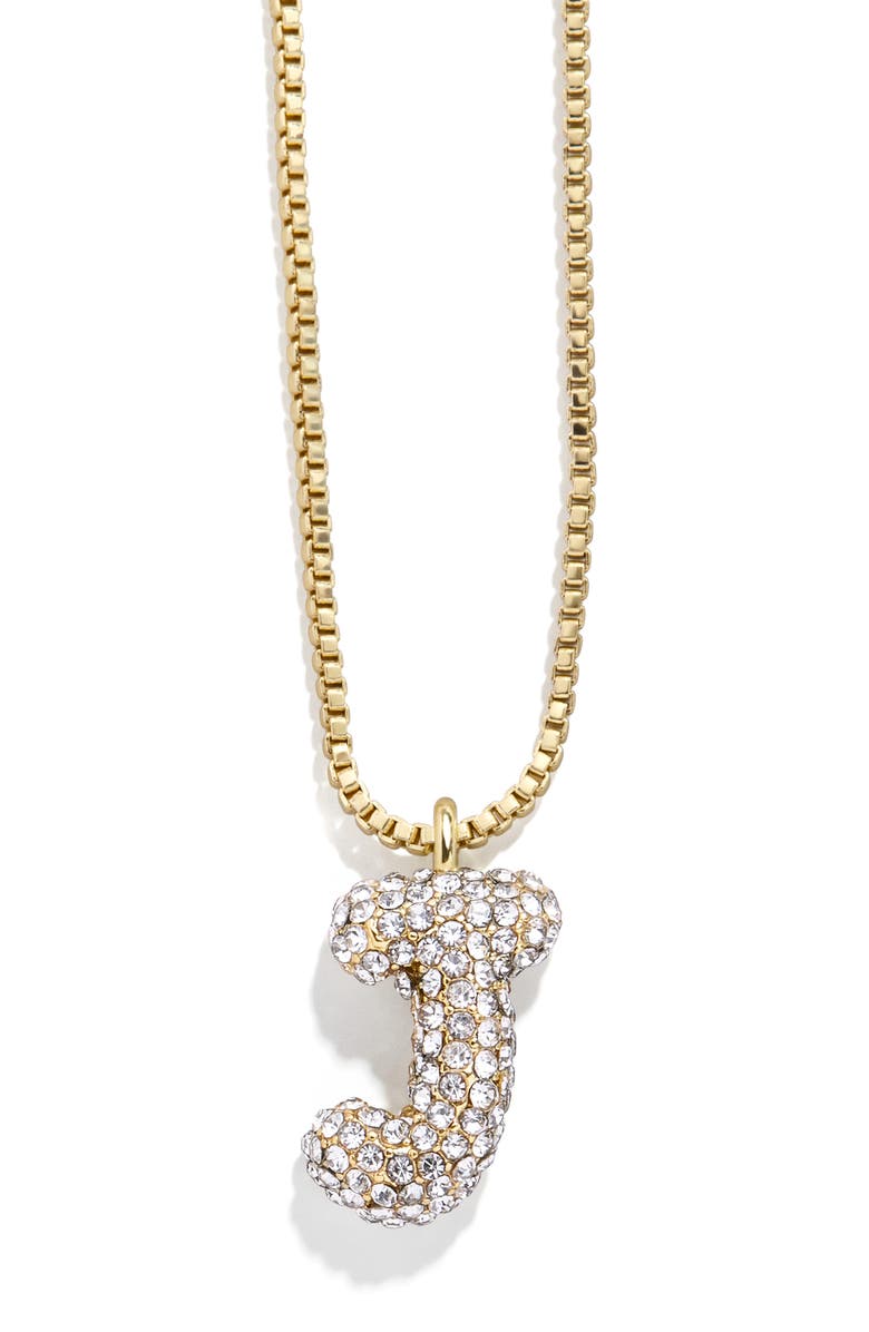 BaubleBar Mini Pavé Bubble Initial Necklace, Main, color, Gold J
