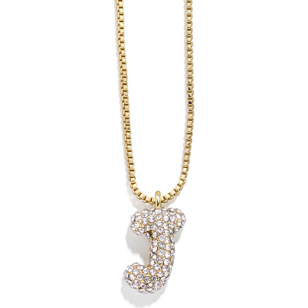 BaubleBar Mini Pavé Bubble Initial Necklace in Gold J