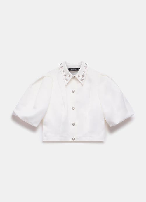 Mint Velvet Embellished Collar Cropped Shirt In White