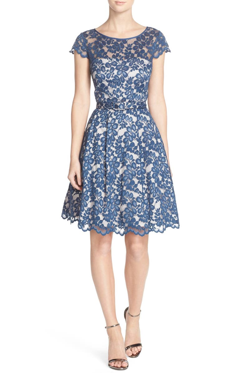 Eliza J Belted Fit & Flare Dress, Alternate, color,