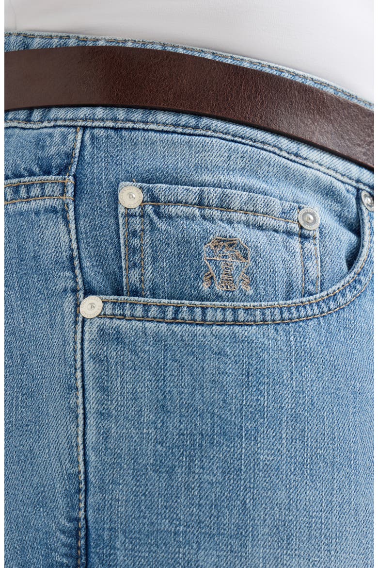 Lightweight denim traditional fit five-pocket trousers, Alternate, color, Light Denim