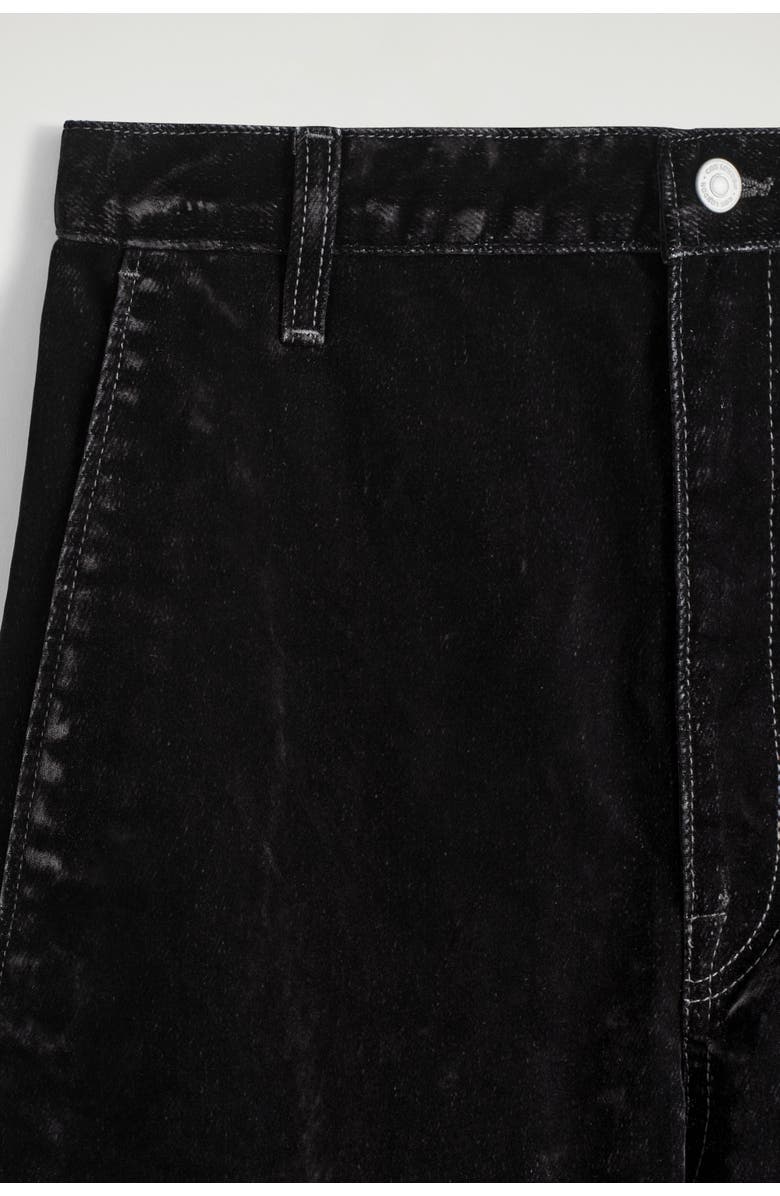 COS Flocked-Denim Barrel-Leg Pants, Alternate, color, Black