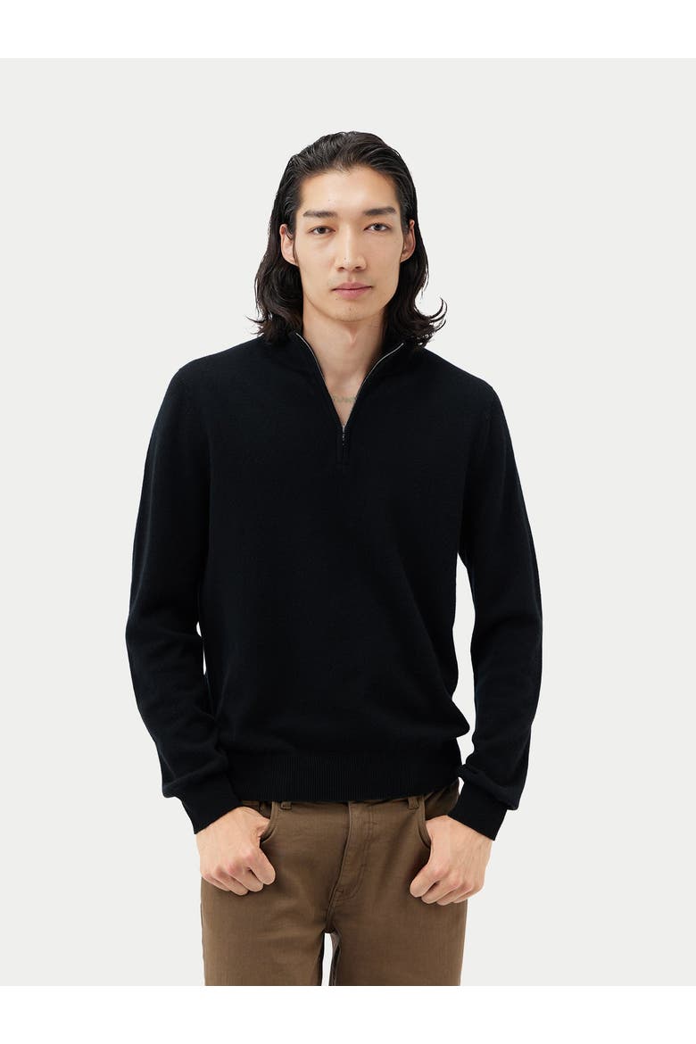 Timeless Half-Zip Cashmere Sweater, Alternate, color, black