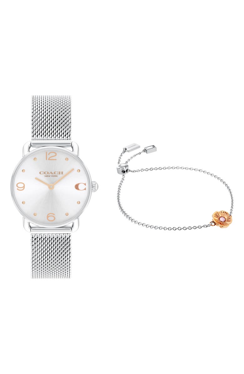 COACH Elliot Mesh Bracelet & Watch Gift Set, 36mm, Main, color, Silver White