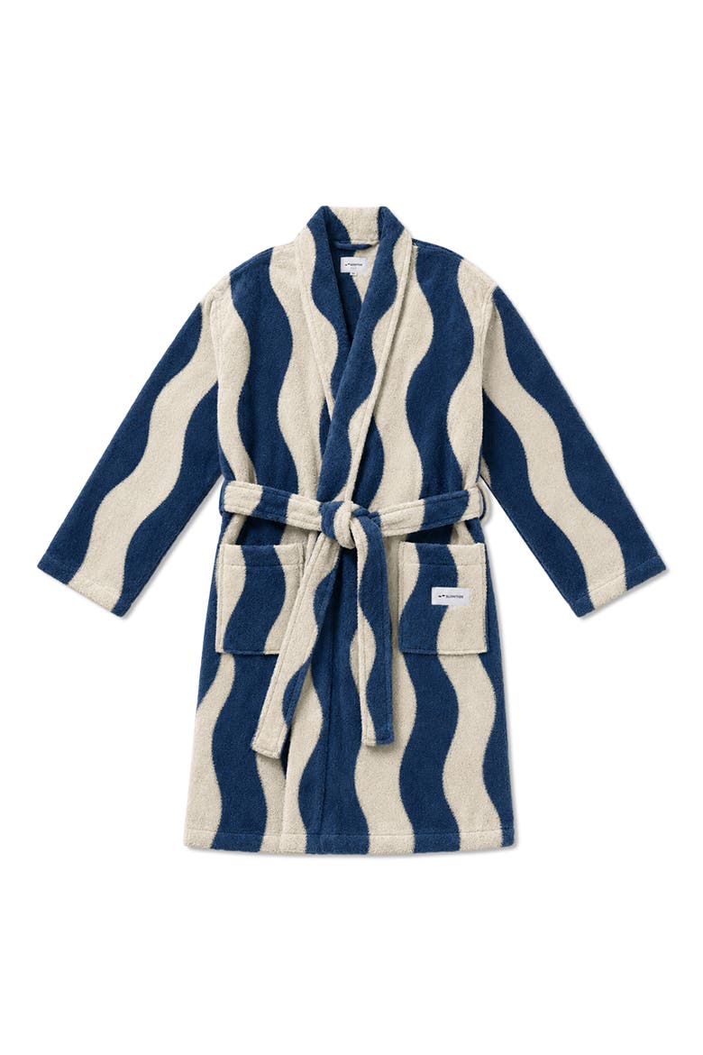Stripe Waffle Texture Robe, Main, color, INDIGO