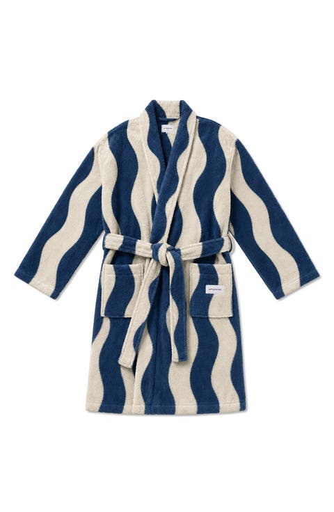 Stripe Waffle Texture Robe
