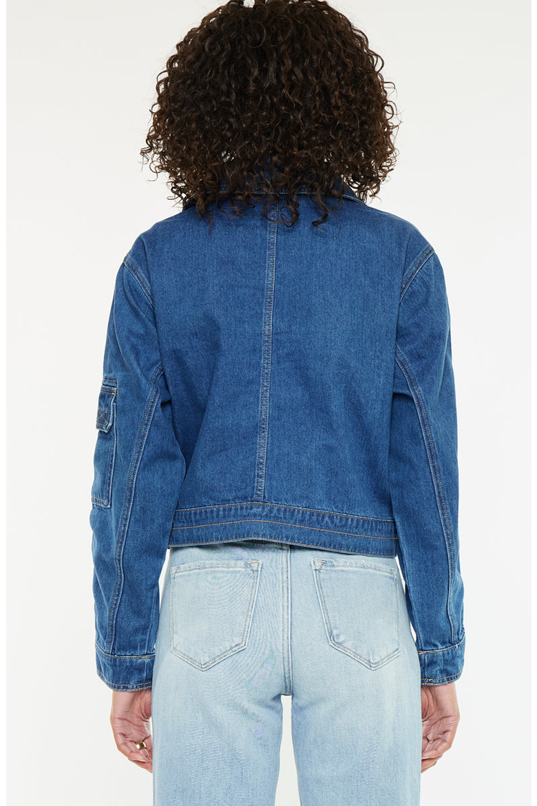 Jailene Denim Windbreaker Jacket, Alternate, color, Dark Wash