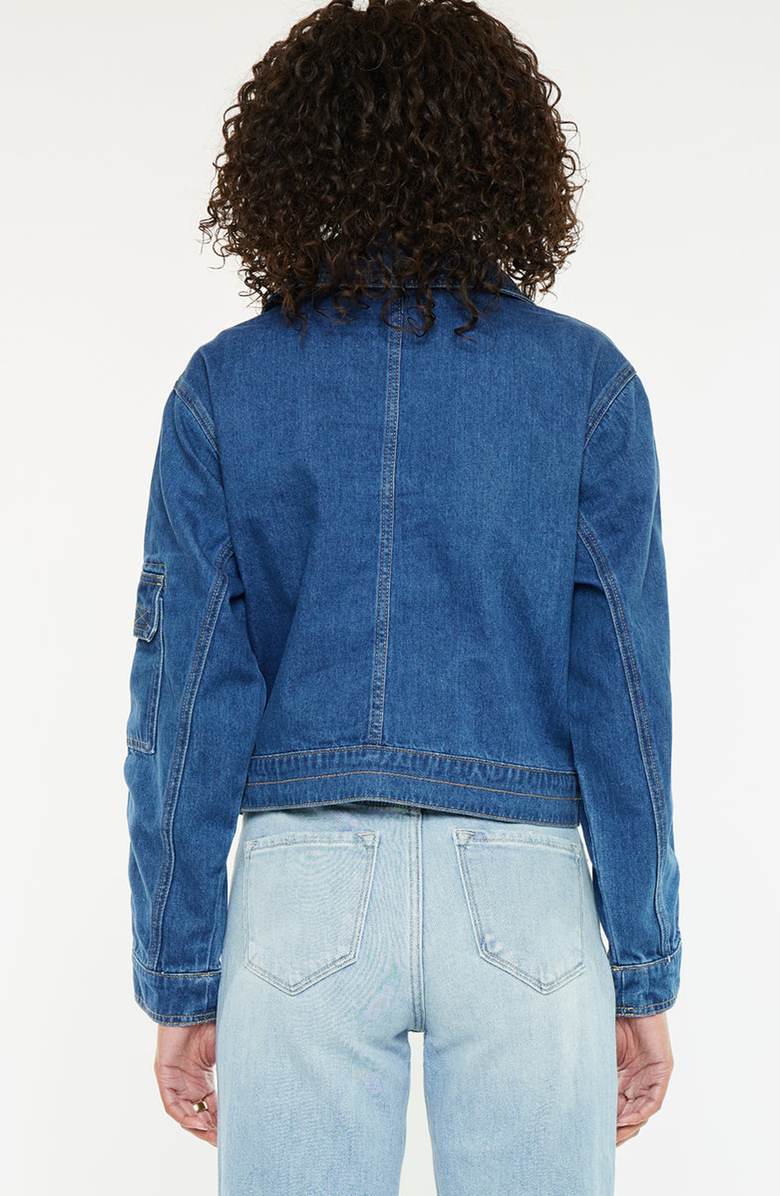 KanCan Jailene Denim Windbreaker Jacket, Alternate, color, Dark Wash