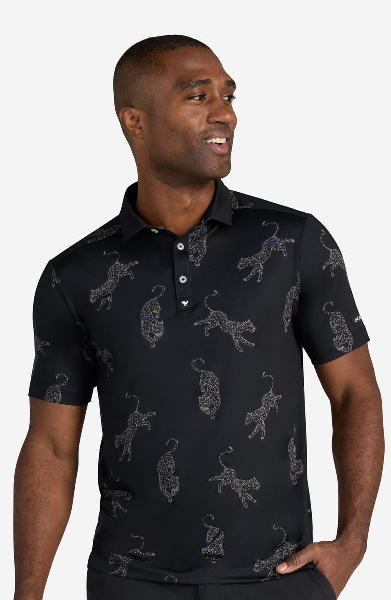 Bad Birdie Core Leopard Print Performance Polo, Alternate, color, Prowling Putts - Black
