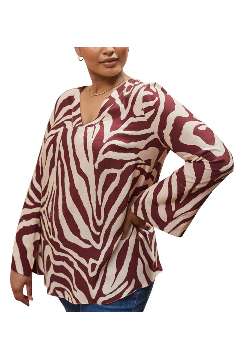 Live Unlimited Animal Print Split Sleeve Blouse, Alternate, color, Cream