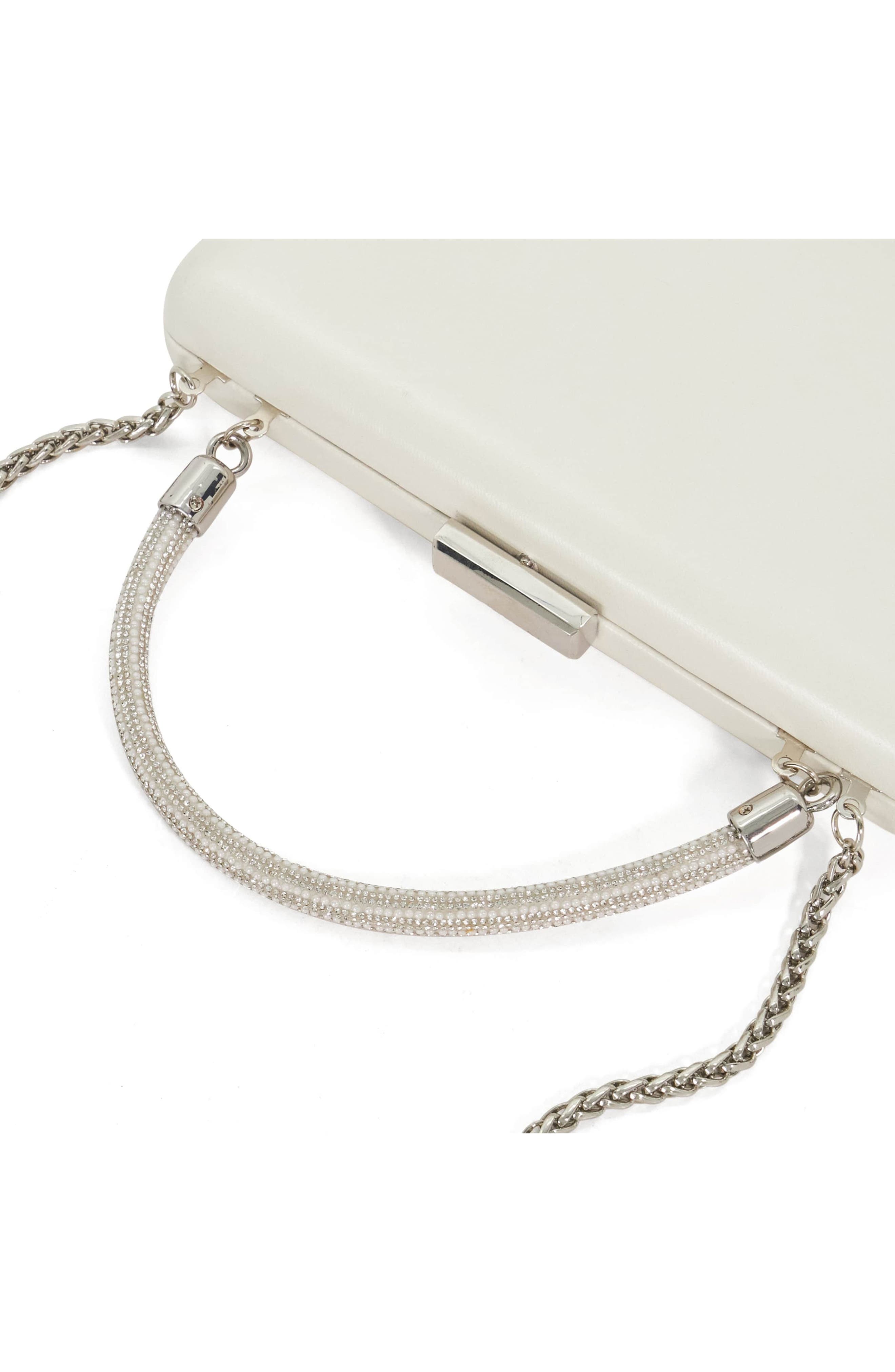 Dune London Brunch Leather Frame Clutch, Alternate, color, Ivory