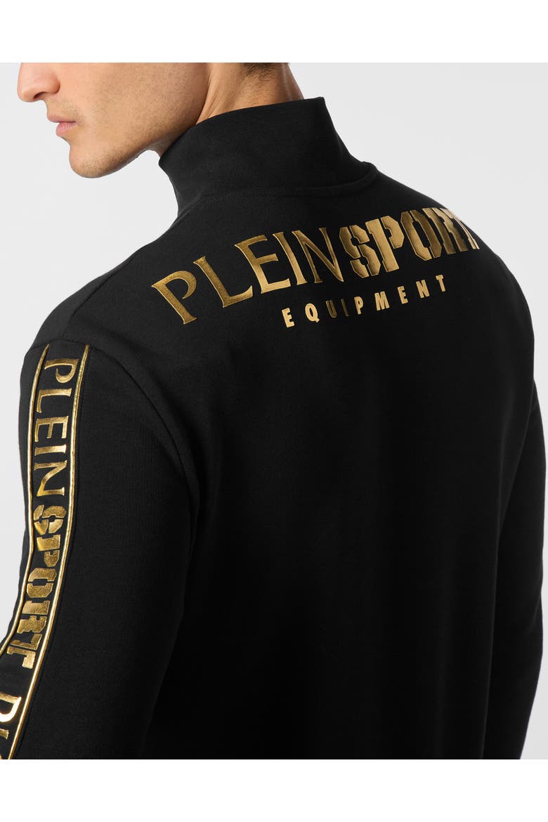 Tracksuit Sweatshirt Laminated Men, Alternate, color, black/lightgold