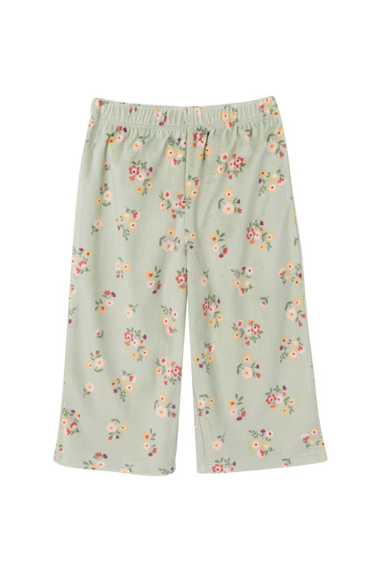 Fleece Pajama Top & Pant Set, Alternate, color, Green Flower