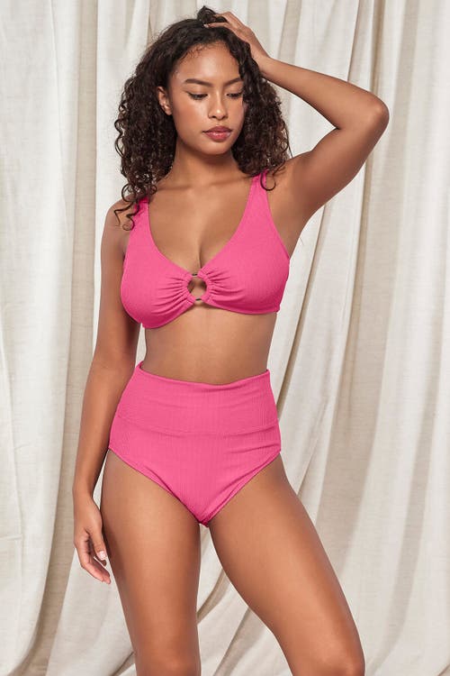 Pacifica By Sunsets Hannah High Waist Bikini Swim Bottoms In Dragon Fruit