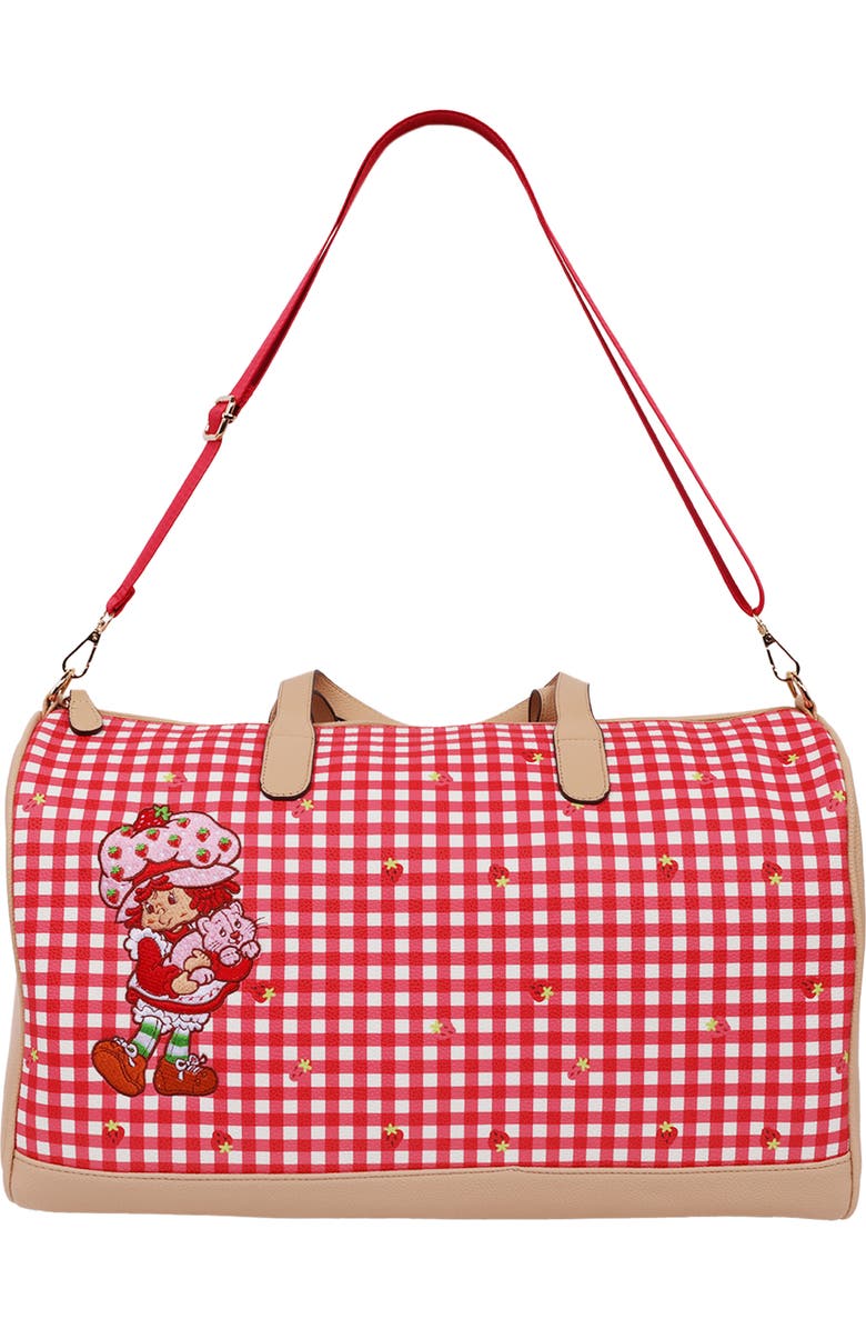 Strawberry Shortcake Gingham Weekender Duffel Bag, Alternate, color, Red