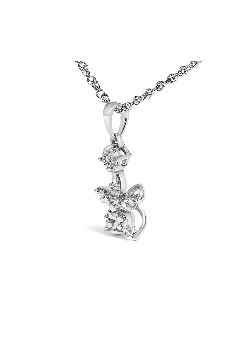 Haus of Brilliance Silver Diamond Accent Flower Pendant Necklace, Alternate, color, White