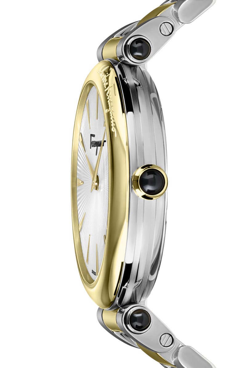 FERRAGAMO Idillio Two-Tone Bracelet Watch, 36mm, Alternate, color, Two Tone Gold/Silver